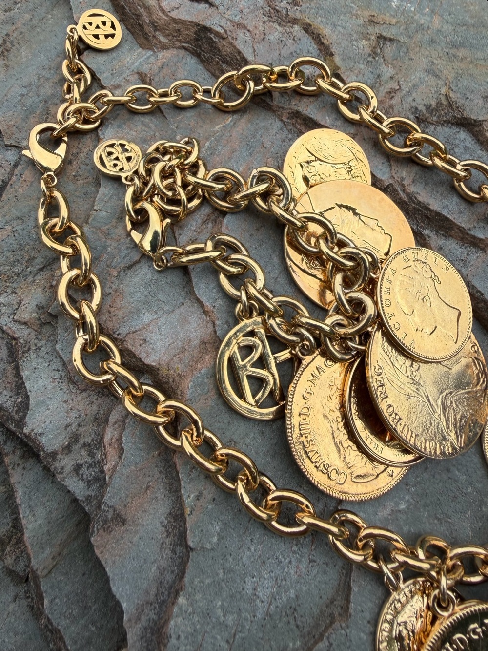 Ben-Amun 24K Gold Plated Moroccan Coin Charm Necklace Bracelet Set - Picture 5 of 13